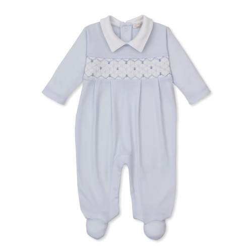 CLB Summer Anchors 26 Blue Hand Smocked Footie