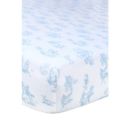 Blue Baby Toile Crib Sheet - Baby Bloomers