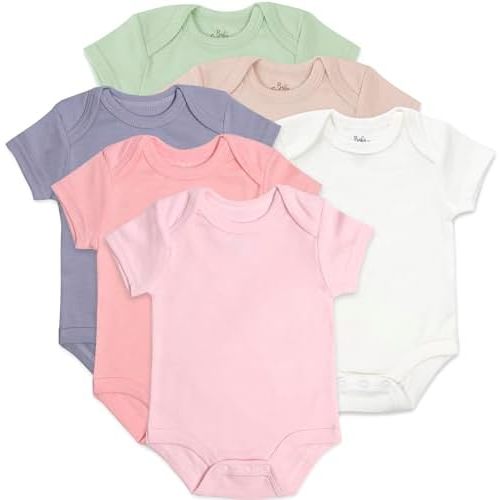 Baby Essentials Unisex Baby Boys and Girls Solid Color 6 Piece Bodysuit Set