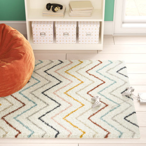 Wade Logan® Catlynn Rainbow Colored Chevron Shag Area Rug & Reviews | Wayfair