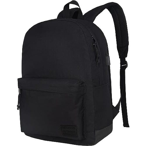 SUPACOOL Casual Laptop Backpack for Men and Women, Work backpack, Black Backpacks, College School Backpack for Boys and Girls, Lightweight Travel Back Pack(Black)
