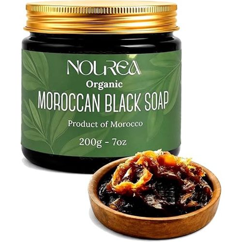 Organic Moroccan Black Soap (Beldi) – Made in Morocco – Traditional Moroccan Hammam Body Cleanser – Olive-Based Black Soap for Exfoliation Prep – Authentic Moroccan Body Care – 7 oz