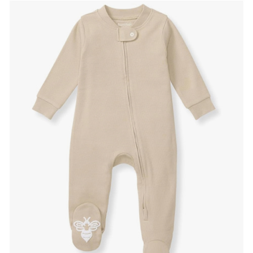 Burt's Bees Baby Boys Sleep and Play PJs, 100% Organic Cotton One-Piece | Neutral Solid Rib Newborn 3-6 Months