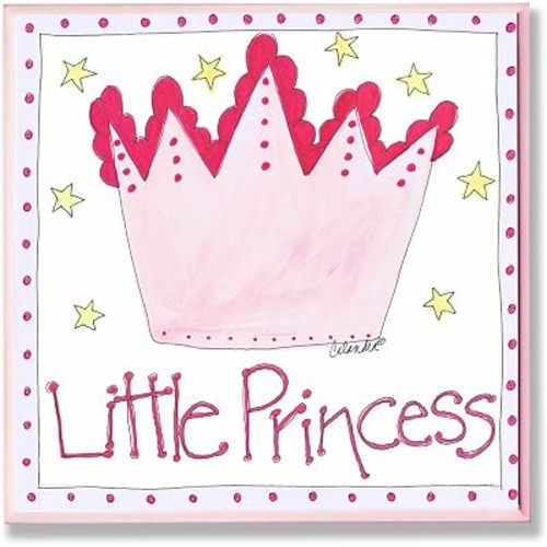 The Kids Room by Stupell Little Princess with Pink Crown Square Wall Plaque