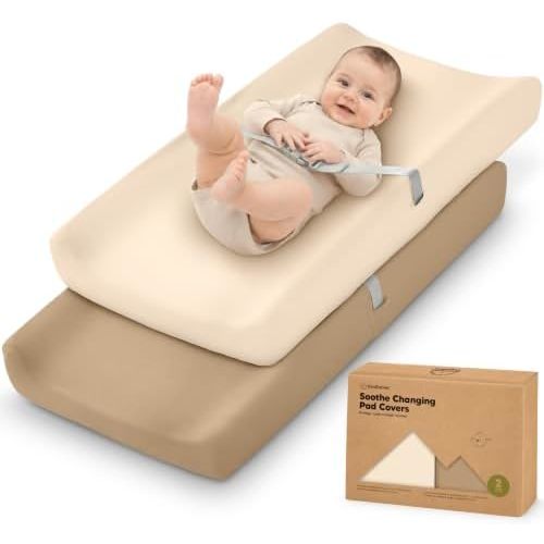 2-Pack Organic Changing Pad Covers 100% Cotton (Pecan)