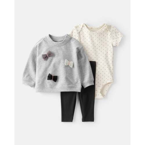 Baby 3-Piece Bows Little Pullover Set - Grey - Carter's | Carter's