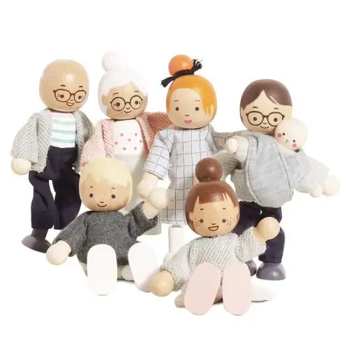 Wooden Dolls House Family