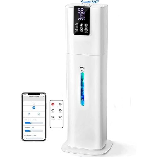 8L Smart Humidifiers for Bedroom Large Room, 2.1Gal Cool Mist Top Fill Diffuser Ambient Light, App & Remote Control, 3 Mist Modes, Quiet Humidifier for Home Office Plant
