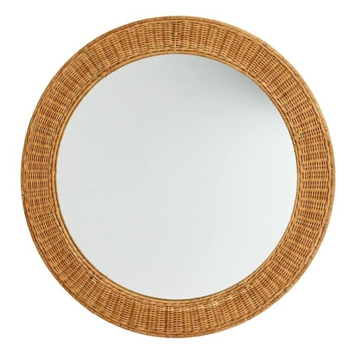 Rattan Round Wall Mirror, 30 | At Home