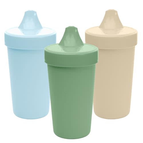 Re-Play Sippy Cups for Toddlers - 10 Oz. Reusable Spill Proof Cups for Kids, Dishwasher/Microwave Safe - Made in USA - Set of 3-3.13" x 6.25" - Beach Baby