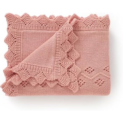 Cotton Knit Baby Blankets Neutral Cozy Crochet Receiving Crib 30x40 In
