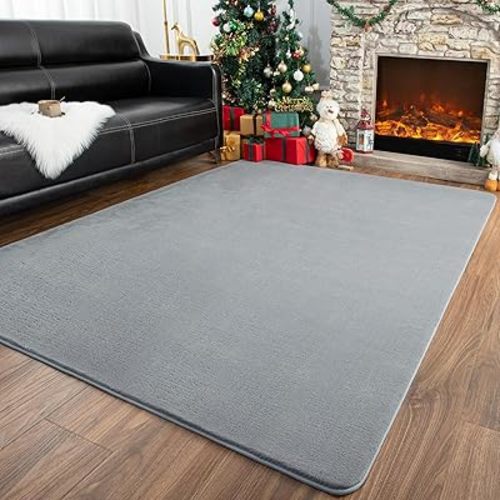 Przemy Washable Area Rug for Living Room Bedroom, 6x9 Feet Grey Memory Foam Rug, Super Soft Modern Indoor Carpet for Kids Room Girls Boys Dorm Nursery Decor Mat