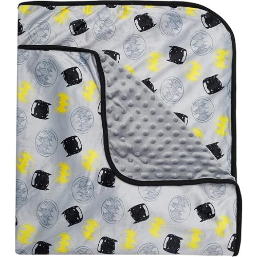 DC Comics Batman Baby Blanket, Soft and Plush Baby Blankets for Boys and Girls (Grey/Black/Yellow, 0-12 Months)