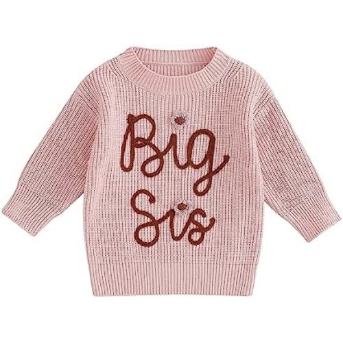 Big Sister Little Sister Matching Outfits Toddler Baby Girl Chunky Knit Sweater Warm Sweatshirt Knitted Fall Clothes
