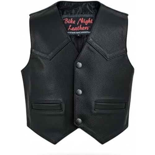 Daniel Smart Toddler Leather Vest-Premium Sheep Leather Vest, Plain Sides Multiple Pockets Kids Vest, Child Aged 1–8 Years