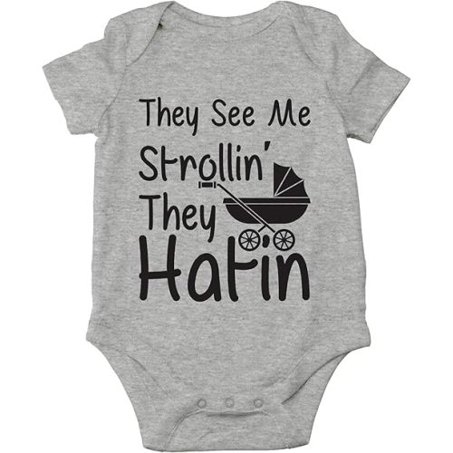 AW Fashions They See Me Strolli' They Hatin Bodysuit Newborn Boy Outfits Cute Romper Baby Girl Clothes