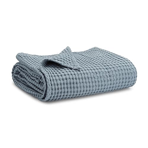 Comfy Cubs Waffle Weave Baby Blanket - 40” x 40” Cotton Blanket with Textured Design - Lightweight Swaddle for Bed, Crib, Stroller, or Couch - Soft Cover for Toddlers, Boys & Girls - Pacific Blue
