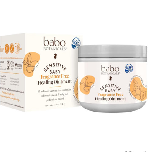 BABO Botanicals Sensitive Baby Fragrance-Free All Natural Healing Ointment - 99% Organic & 1% Colloidal Oat - Steroid-Free - NSF Certified - for Eczema, Irritated/Itchy Skin - Face, Body, Diaper Area