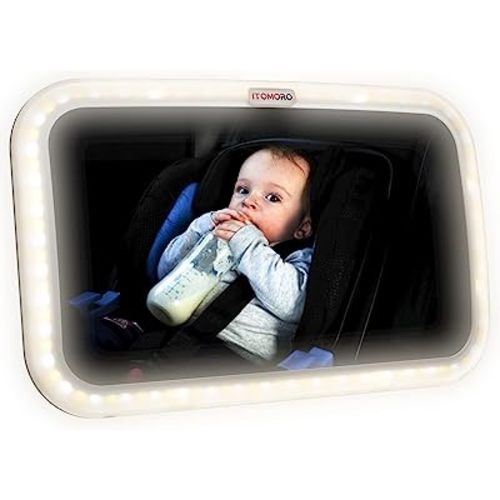 Baby Car Mirror, Night Light Mirror with USB Remote