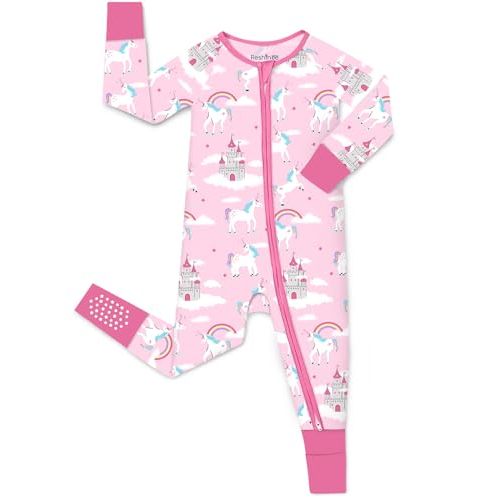 babee Reshinee Bamboo Viscose Baby Footie Pajama, Zipper Pajamas for Baby Boys & Baby Girls 0-24M
