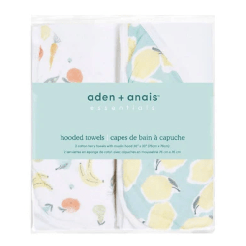 Fruit Print Hooded Baby Towel 2pk | aden + anais