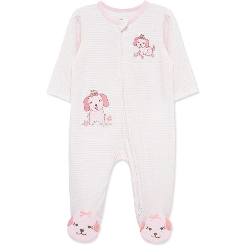 Little Me Clothes for Baby Girls' 100% Cotton Scratch-Free Tag Footie Sleeper, Preemie to 9 Months
