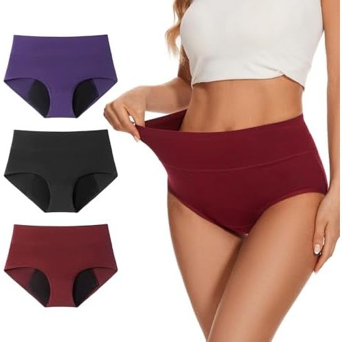 Women's Cotton Period underwear leakproof high absorbency 3 Pack Regular & Plus Size