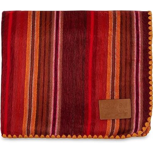 QISU Alpaca Wool Blanket Throw | Large, Beautiful, Warm, Variegated | 85 x 65 inches | Ultra-Soft, Hypoallergenic and Breathable | Non-Itchy or Scratchy Fabric (Pink/Red Variegated)