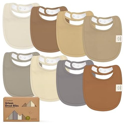 KeaBabies 8-Pack Organic Baby Bibs for Drooling and Teething - Soft Cotton Bibs for Baby Girl, Boy, Extra Absorbent, Easy to Clean & Put On for Toddler, Newborn, Infant 0-24 Months (Terracotta)