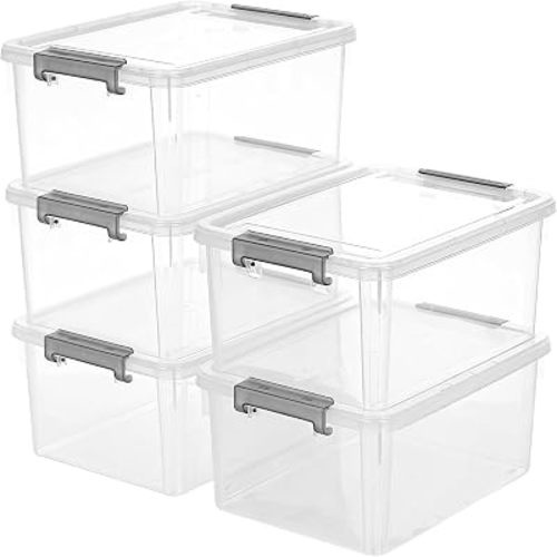 Citylife 17QT Plastic Storage Bins with Lids,5Packs Large Containers