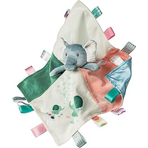Taggies Stuffed Animal Lovey Security Blanket with Sensory Tags, 13 x 13-Inches, Dream Big Elephant