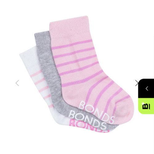 Buy Baby Stay On Crew Socks 3 Pack in Pink Yds Online | BONDS