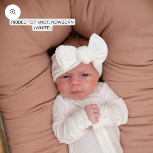 White Ribbed Baby Headband, Top Knot or Oversized Bow Style | Harper + Remi