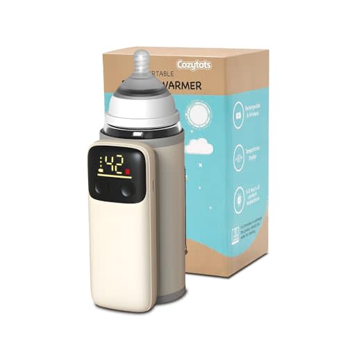 Cozytots Portable Bottle Warmer for Travel Wireless Portable Baby Milk Warmer On The Go Constant Temperature Rechargeable USB Battery-Powered Baby Milk Heating Bag in Car Heaters Thermostat Bag