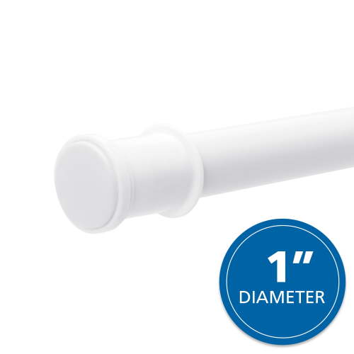 Mainstays Adjustable Tension Shower Curtain Rod, 36" - 60", Easy to Install, No Drilling, White
