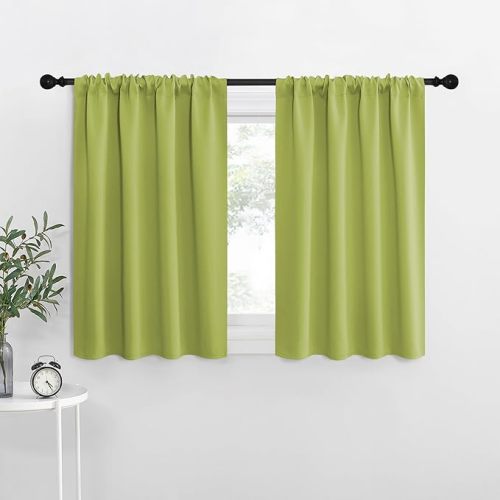 NICETOWN RV Blackout Curtains for Camper Windows, Fresh Green, 34" x 30", Set of 2, Kitchen Curtains, Short Blackout Drapes, Thermal Insulated Rod Pocket Window Treatment Draperies for Nursery