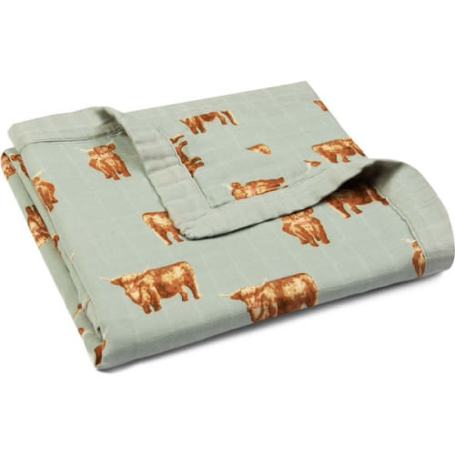 Highland Cow Big Lovey Three-Layer Muslin Blanket - Milkbarn Kids Blankets & Quilts | Maisonette