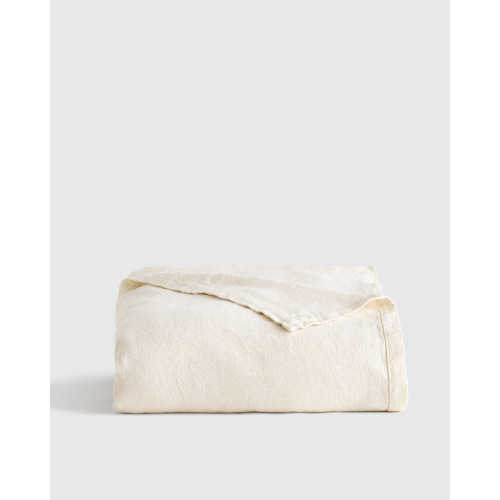 Vintage Wash European Linen Bed Cover in Ivory