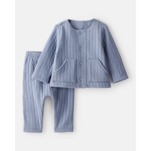 Baby Boy 2-Piece Quilted Long-Sleeve Sweater & Pant Set - Blue | Carter's