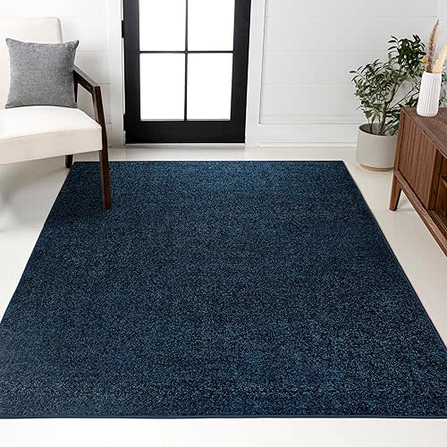 JONATHAN Y Haze Solid Low-Pile Navy Indoor Area Rug 3x5, Coastal,Bohemian,Minimalist,Classic, Easy-Cleaning for Living Room,Bedroom,Kitchen,Pet Friendly,Non-Shedding (SEU100C-3)