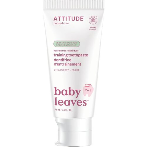 Attitude Baby and Child Fluoride-Free Training Toothpaste, EWG Verified, Naturally Derived Ingredients, Vegan, Strawberry, 2.6 Oz