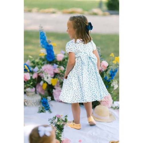 Isadora Floral Blue Short Puff Empire Dress - Antoinette Paris | Maisonette