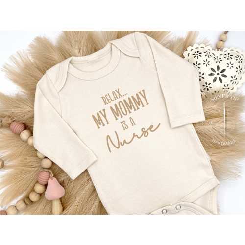 Embroidered Relax My Mommy is a Nurse Bodysuit, Cute Baby Gift for Nurse Mom, Medical Bodysuit Baby Gift, Funny Baby Shower Gift