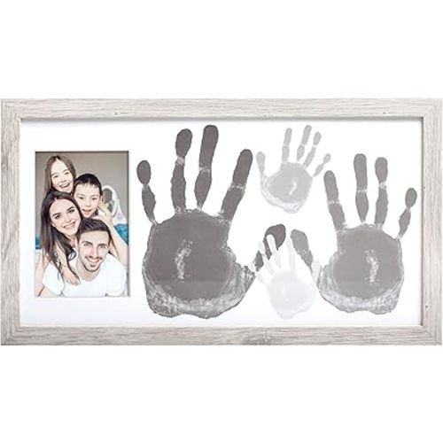 Kate & Milo Rustic Family Handprint Photo Frame, Family Keepsake Frame, DIY Craft for Family Night for Parents and Children, Farmhouse Decor, 6" x 4" Photo Inserts, Distressed Wood