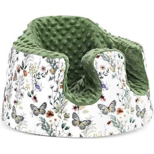 Seat Cover Compatible with Bumbo and Nuby Seat, Removable Breathable Baby Floor Seat Cover for Boys and Girls, Seat Not Included (Green Butterfly)