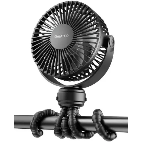 Gaiatop Mini Portable Stroller Fan, Battery Operated Small Clip on, Detachable 3 Speed Rechargeable, 360° Rotate Flexible Tripod Better Cooling for