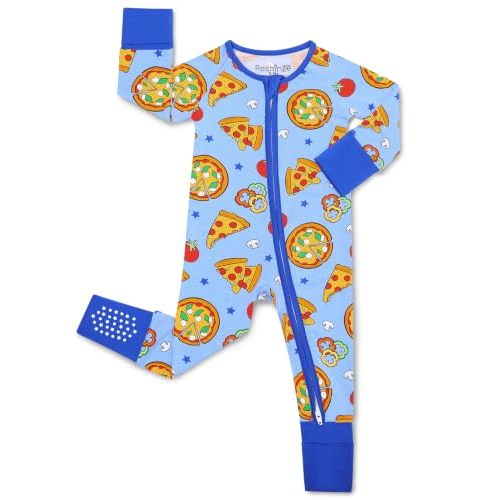 babee Reshinee Bamboo Viscose Baby Footie Pajama, Zipper Sleeper Boys Girls | Sleep & Play Romper with 2-Way Zipper, Fold-Over Mittens & Foot Cuffs with Grips, Tagless, Convertible, All-Season, 0-24M