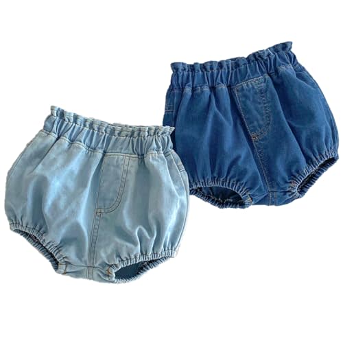 Colorful Childhood Toddler Denim Bloomers Shorts | 2pcs/sets,Baby Girls Boys Loose Harem Shorts,Two Front Pockets,comfortable, breathable,girls' daily wear