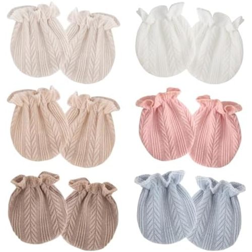 Newborn Baby Mittens No Scratch Cotton Elastic Wrist Gloves Infant Toddler Mittens for Baby Boy Girl 0-6 Months