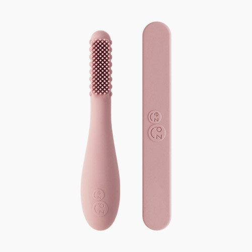 ezpz Baby-Led Toothbrush + Sensory Tongue Depressor Dual Pack - Blush